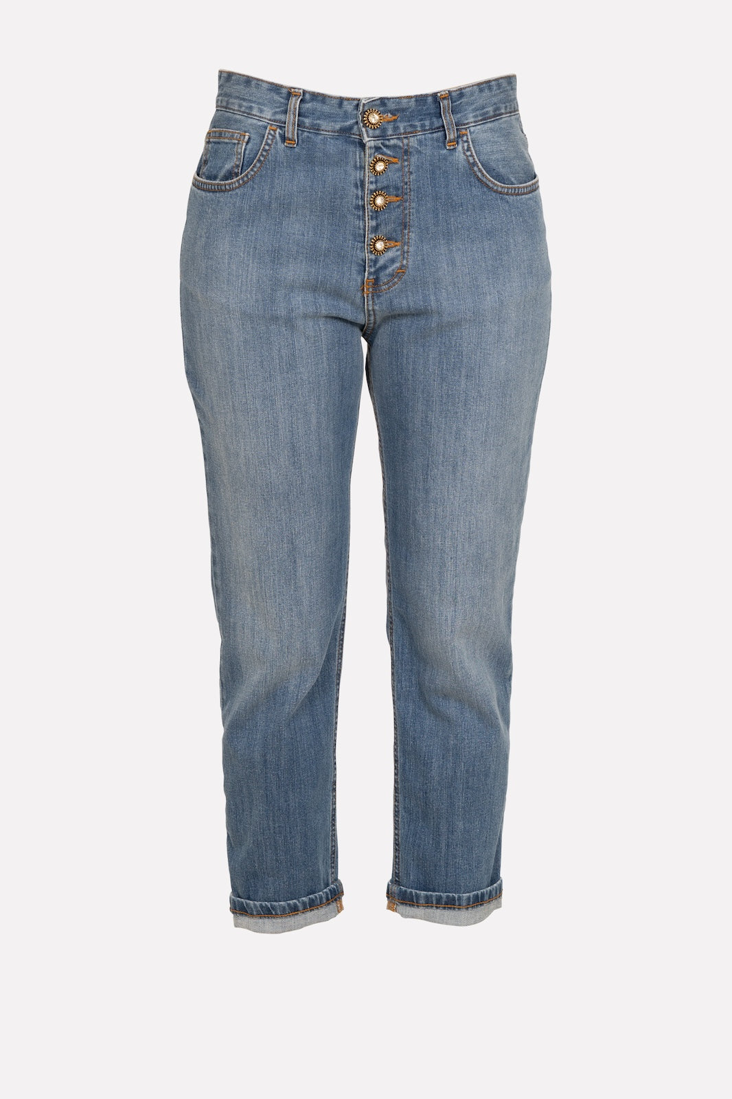 Denim con bottoni gioiello No-nà
