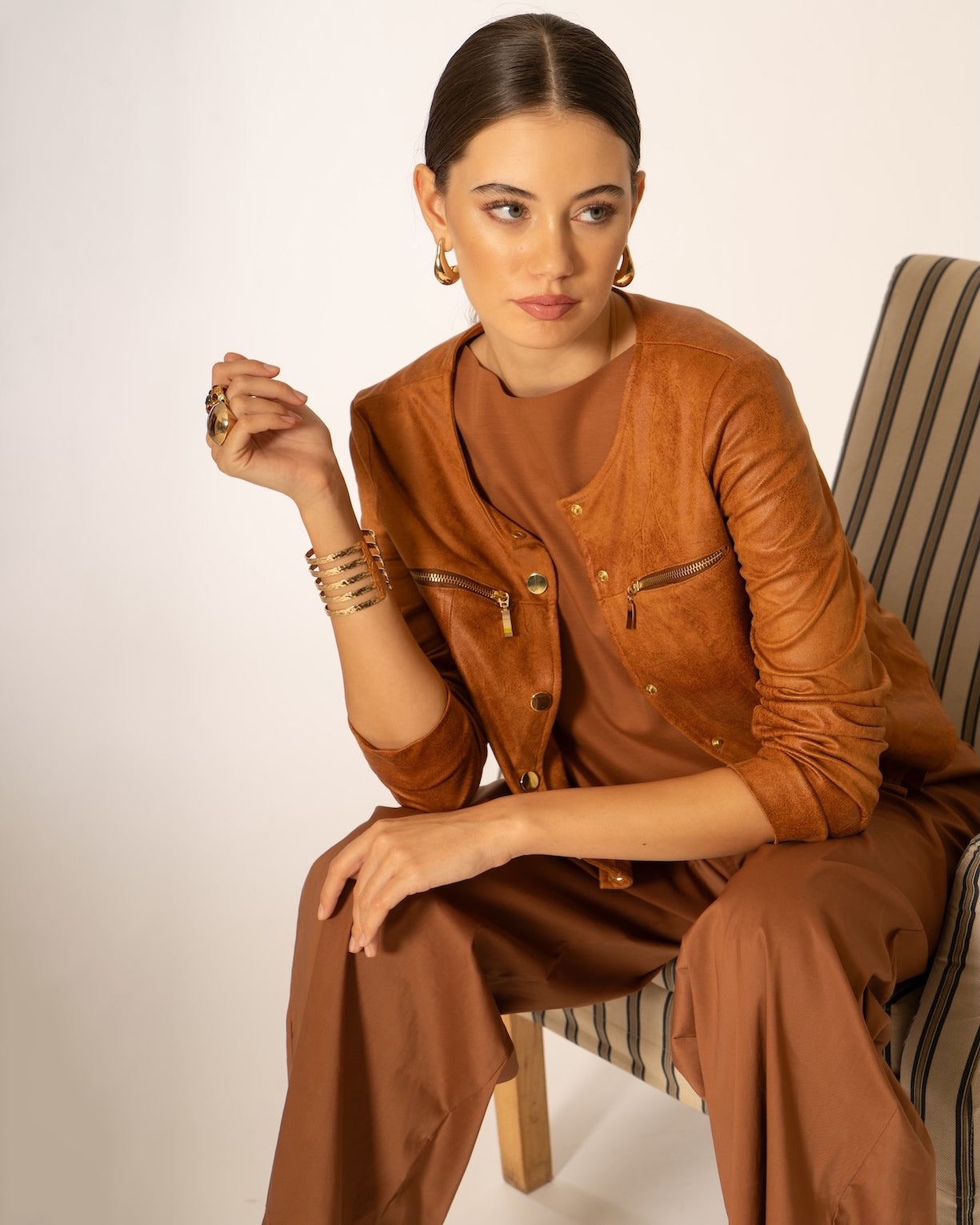 Giacchina ecopelle con automatici No-nà