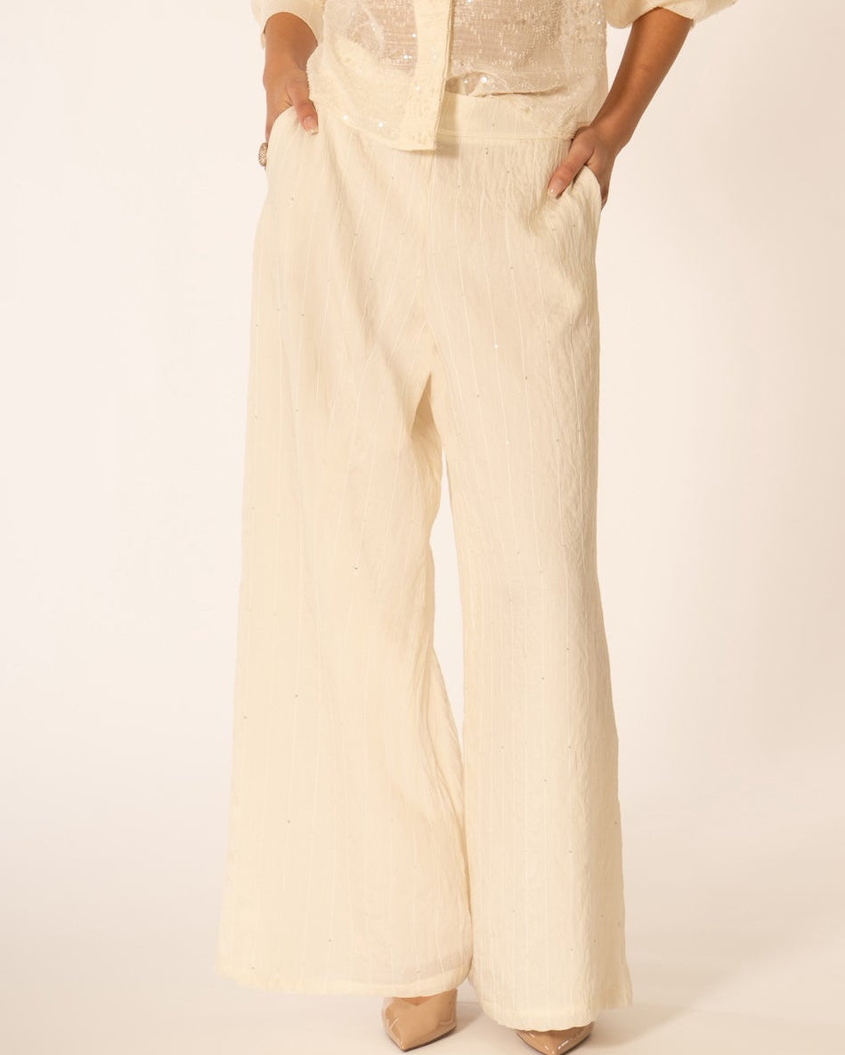 Pantalone ampio con micro paillettes No-nà