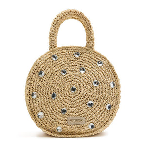 Borsetta estiva in rafia con strass Muscoda