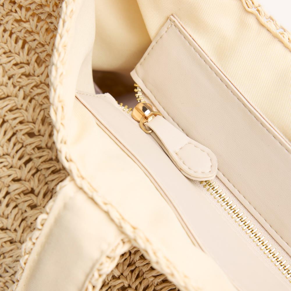 Borsa Tote in rafia con strass Lomira