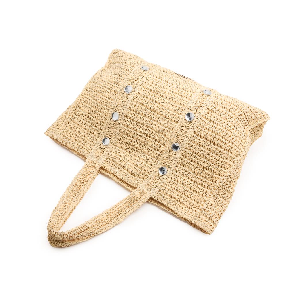 Borsa Tote in rafia con strass Lomira