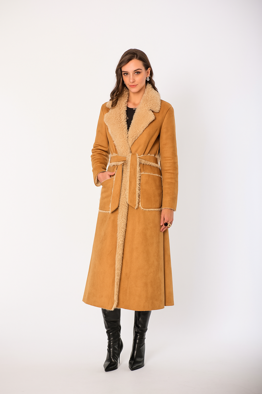 Ecomontone lungo con cintura No-Nà