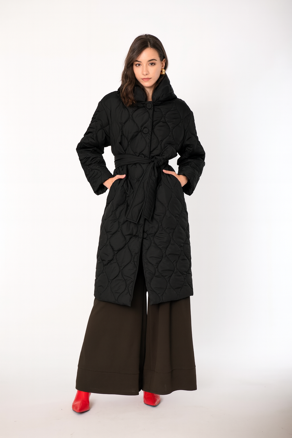 Piumino lungo trapuntato con cintura  No-Nà