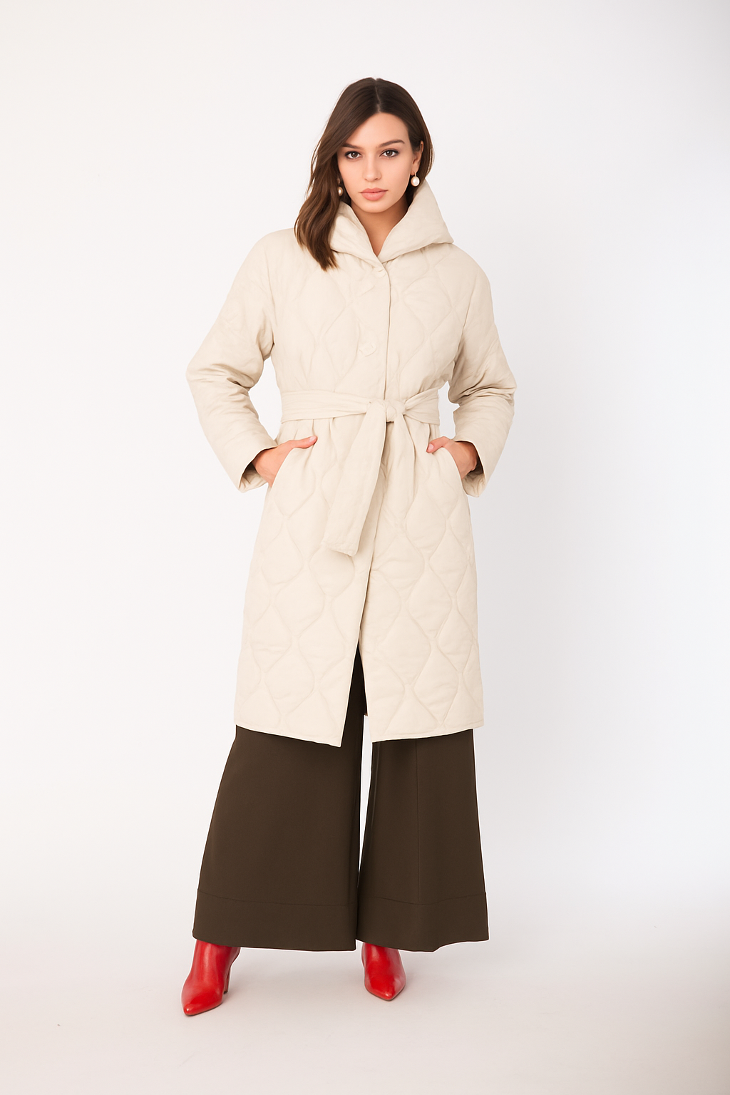 Piumino lungo trapuntato con cintura  No-Nà