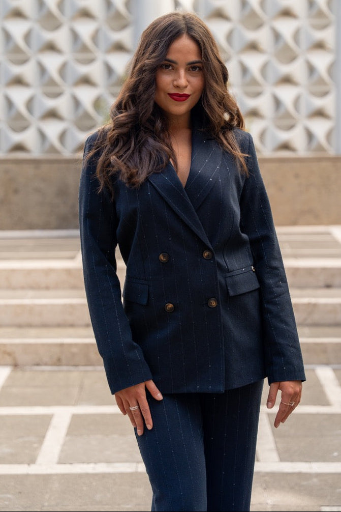 Giacca gessata con paillettes Siste's