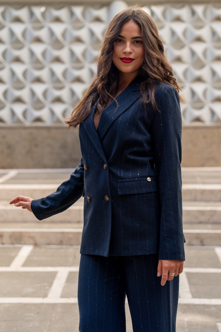 Giacca gessata con paillettes Siste's