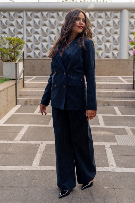 Pantalone gessato con paillettes Siste's