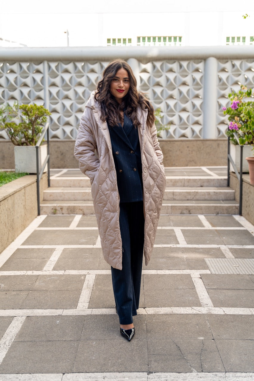 Piumino lungo trapuntato con cintura  No-Nà