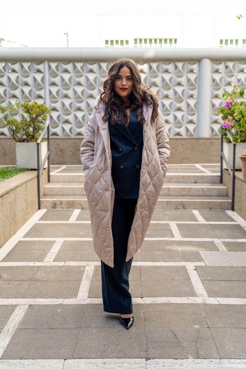 Piumino lungo trapuntato con cintura  No-Nà