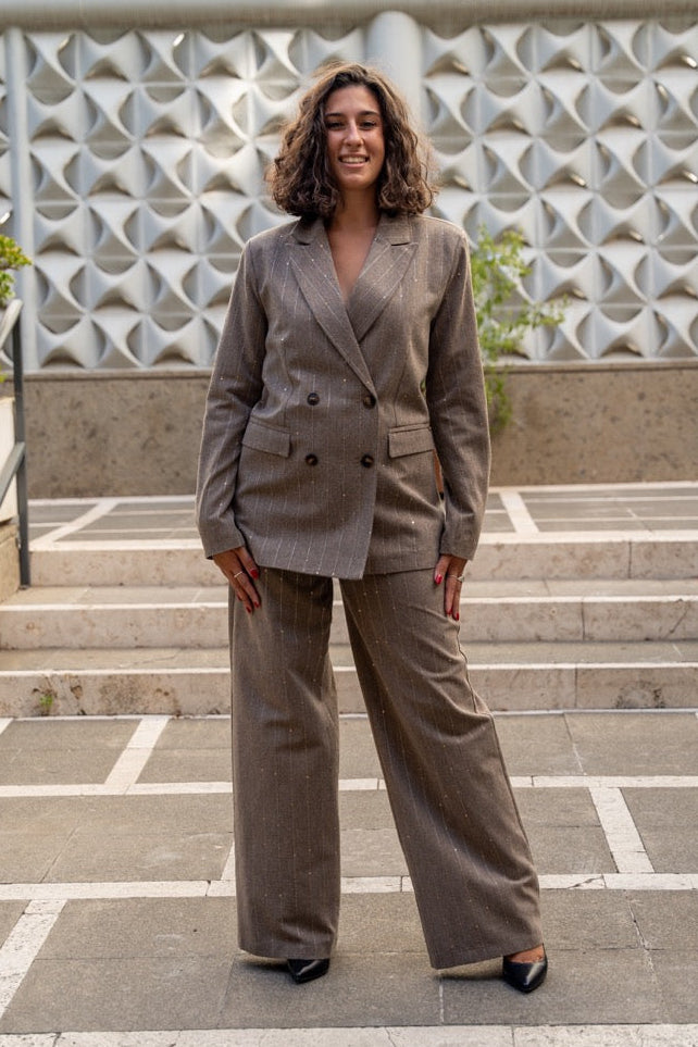 Pantalone gessato con paillettes Siste's