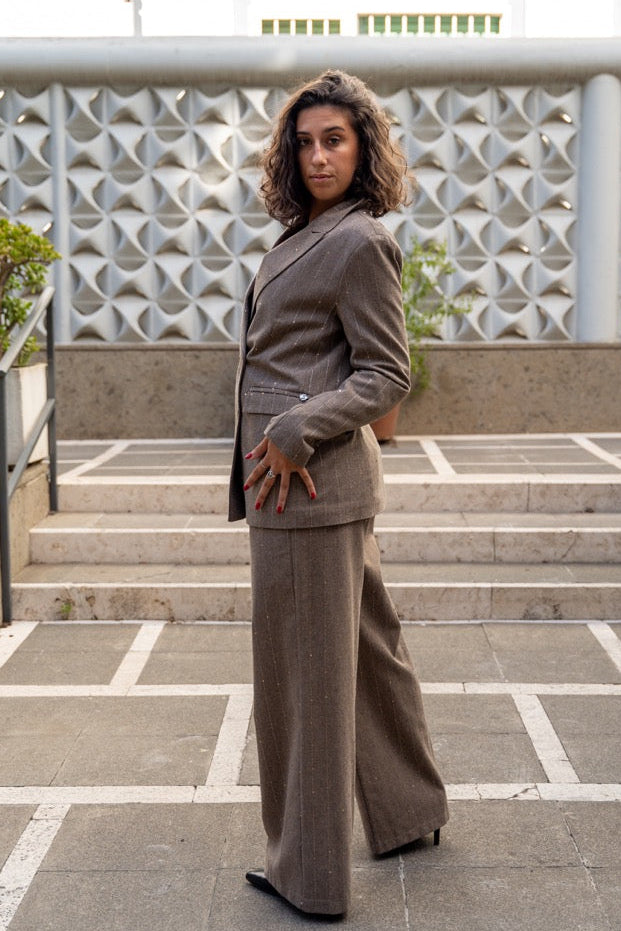 Pantalone gessato con paillettes Siste's