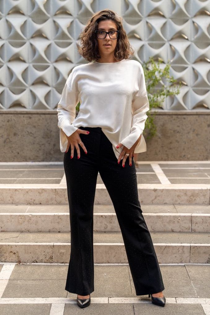 Pantalone elegante con strass No-Nà