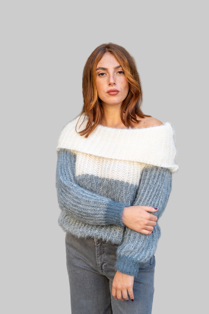 Maglia  bicolore con collo sceso No-Nà