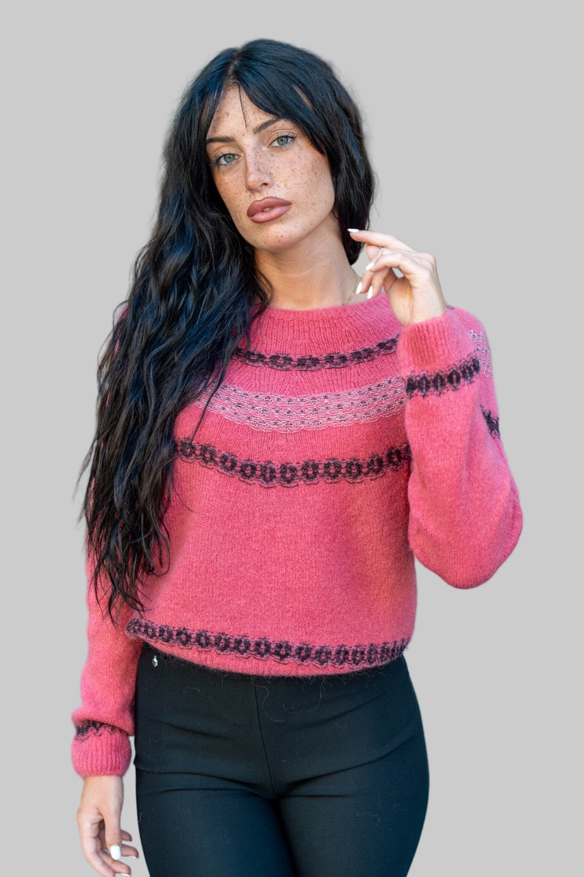 Maglione con scollo barca jacquard No-Nà