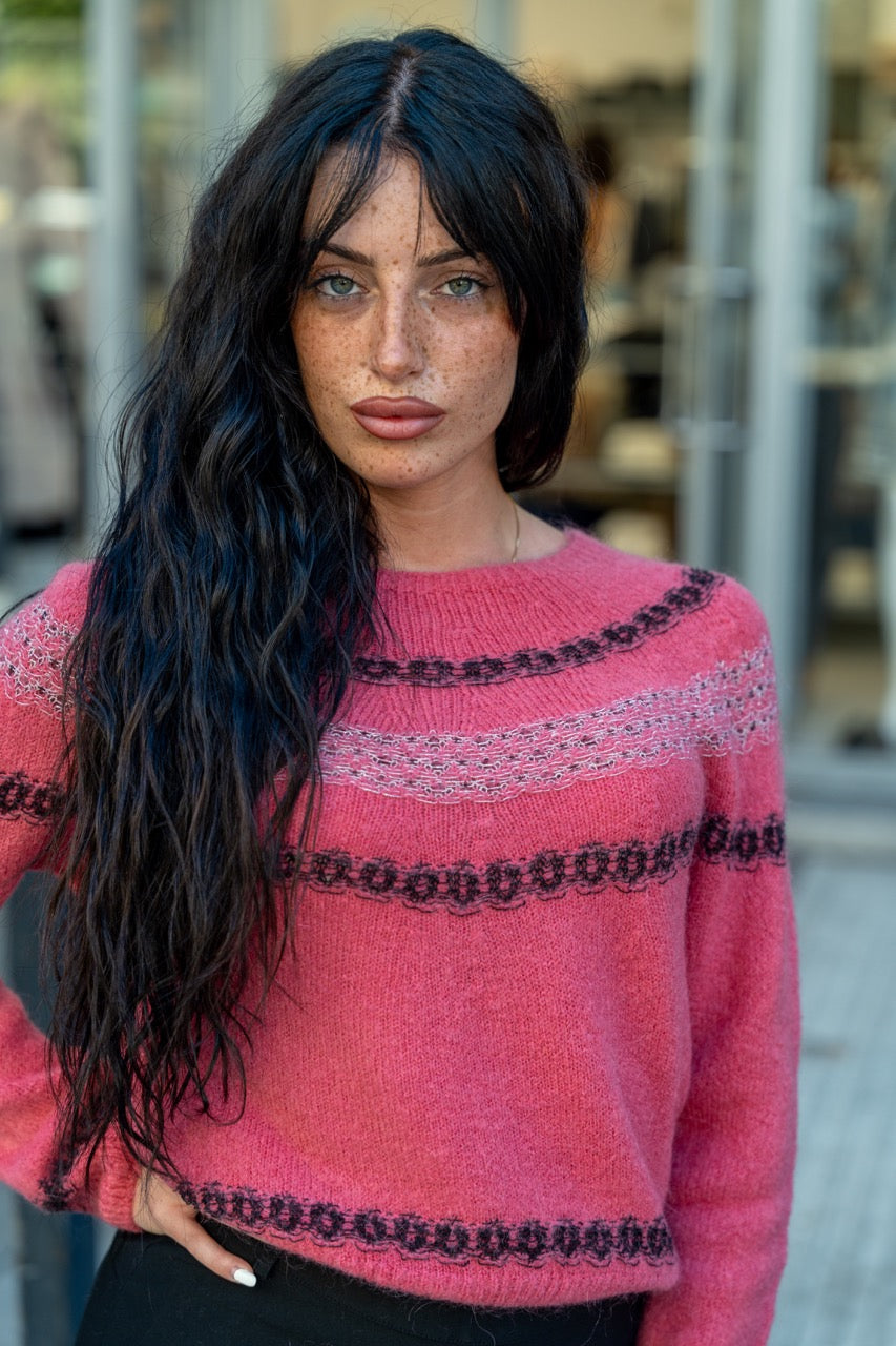 Maglione con scollo barca jacquard No-Nà