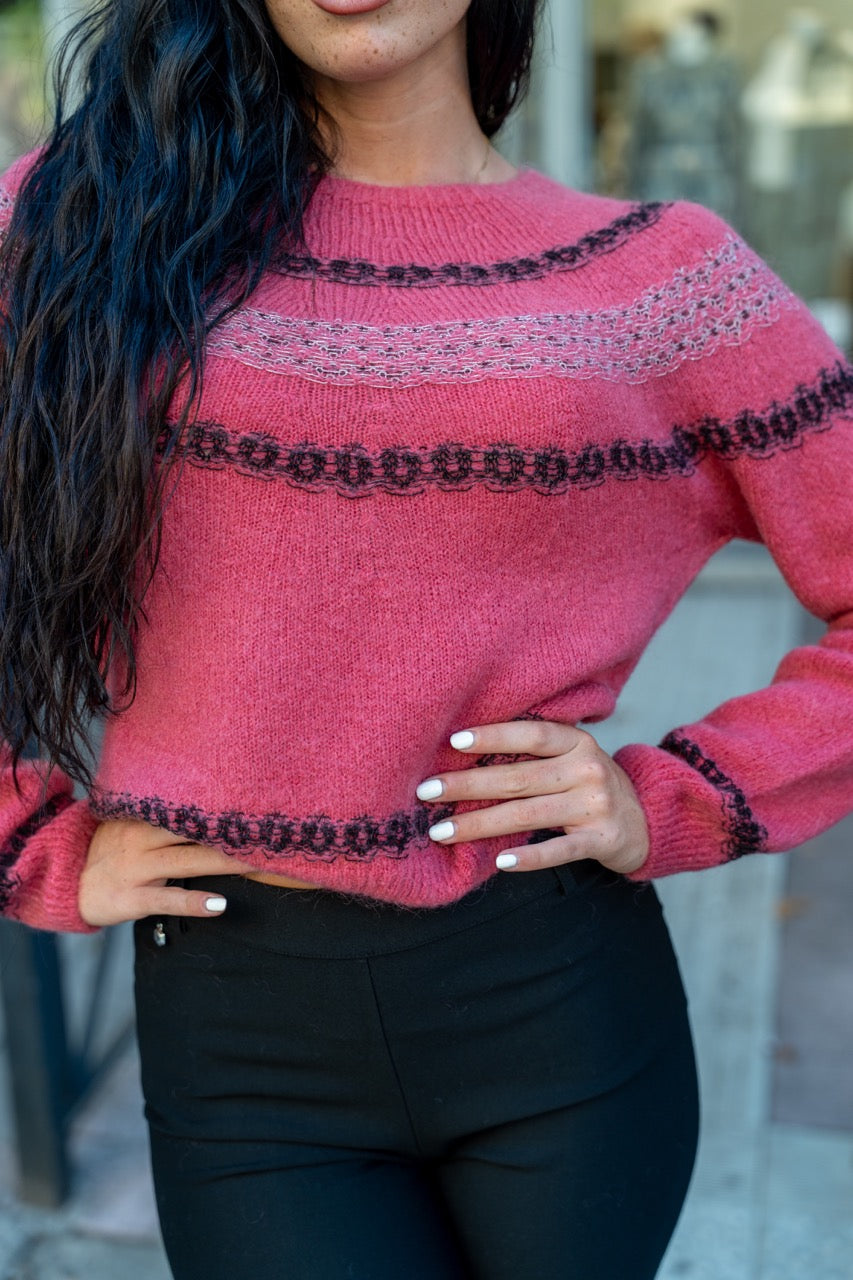 Maglione con scollo barca jacquard No-Nà