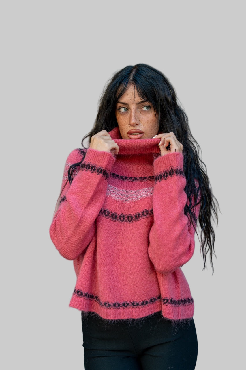 Maglione dolcevita jacquard No-Nà