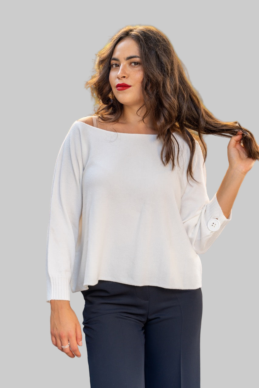 Maglia manica ampia con bottone No-Nà