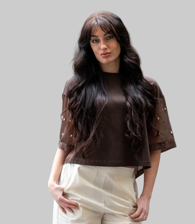 T-shirt bitessuto con strass maniche No-nà