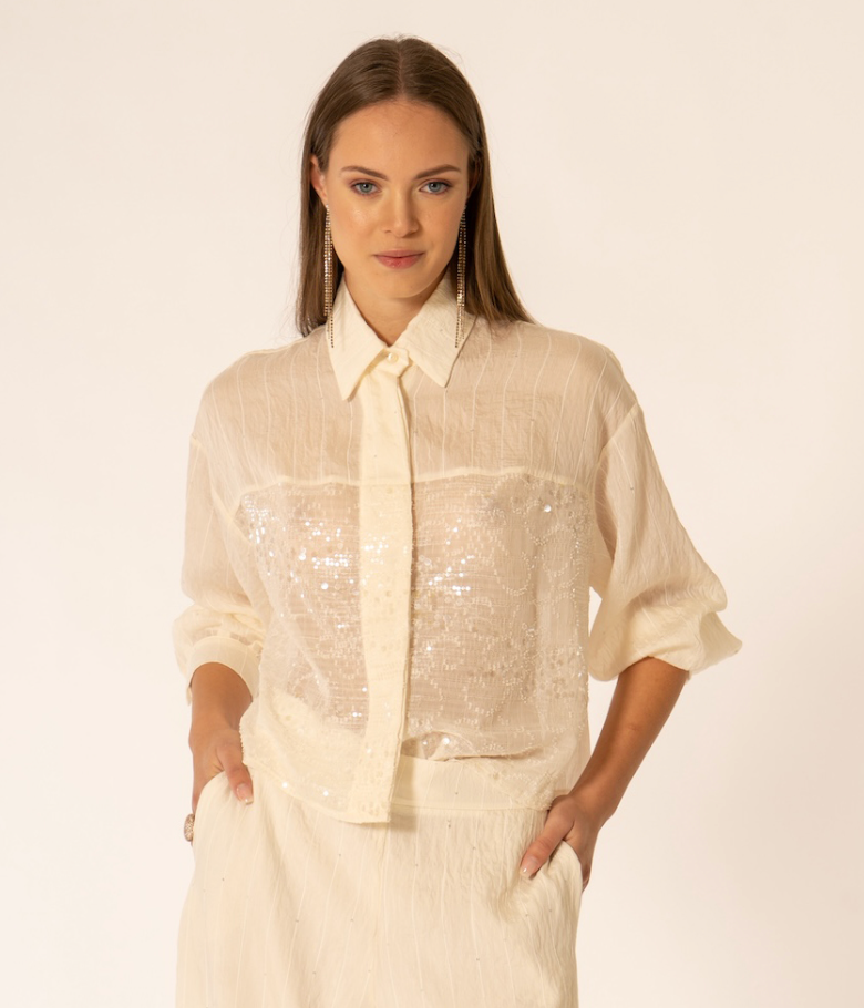 Camicia ricamo paillettes No-nà