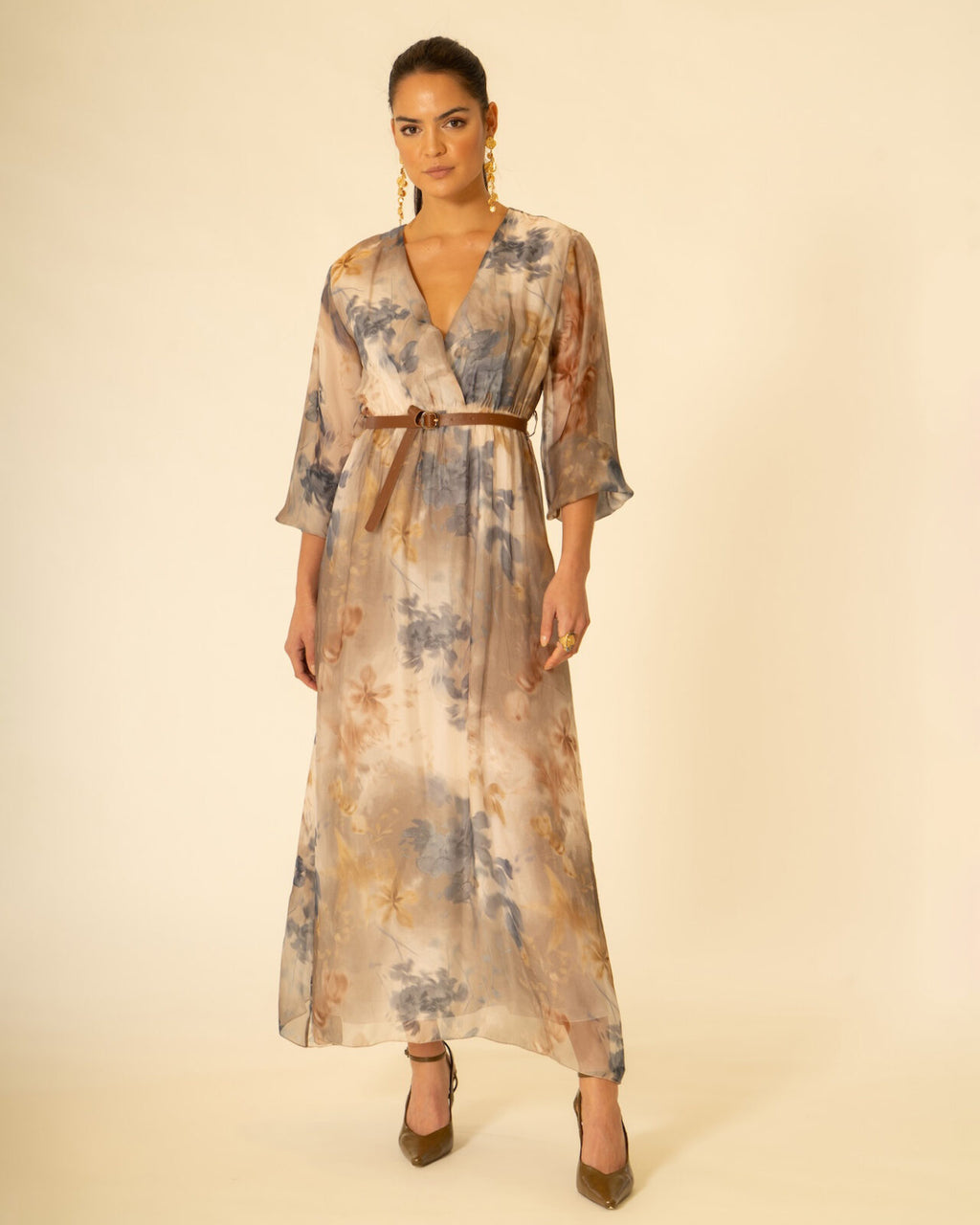 Abito chiffon con cintura Siste's
