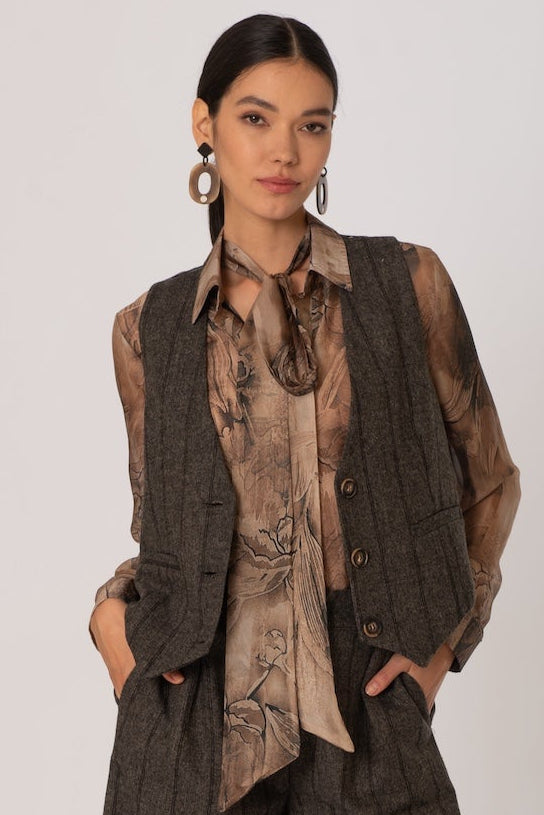 Camicia chiffon fantasia peonia Siste's