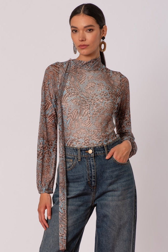 Blusa tulle fantasia con sciarpina Siste's