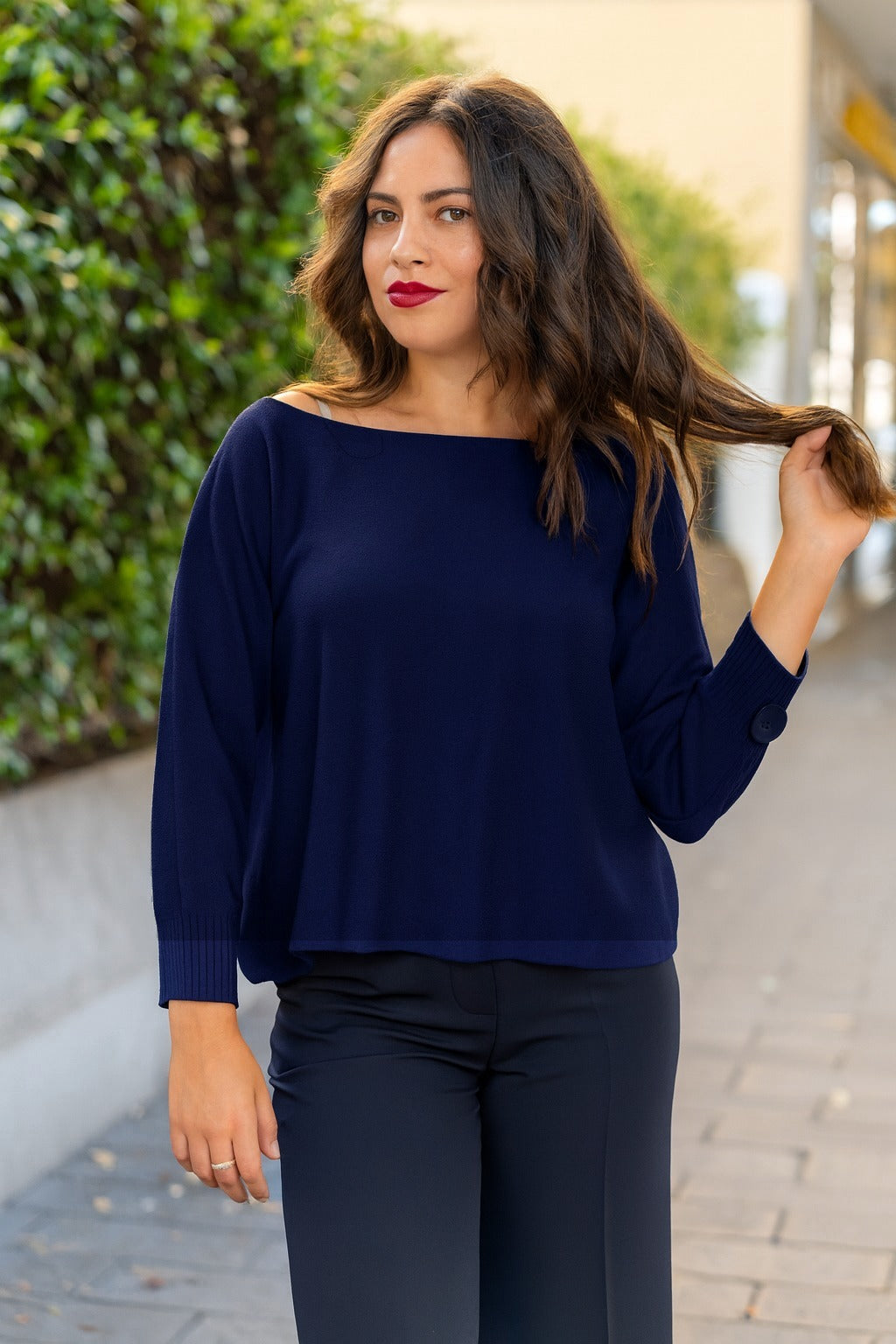 Maglia manica ampia con bottone No-Nà